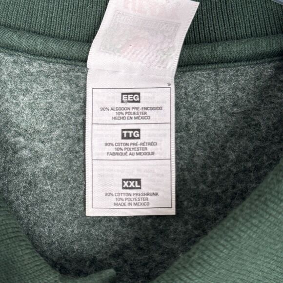 Fruit of Loom Shirt Mens XXL Green Henley Heavy Cotton Sweatshirt Casual Vintage - Picture 6 of 6